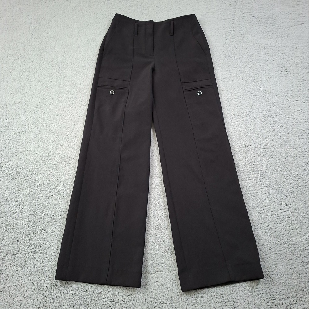 White House Black Market Black Cargo Pants Mid Rise Stretch Utility Size 2